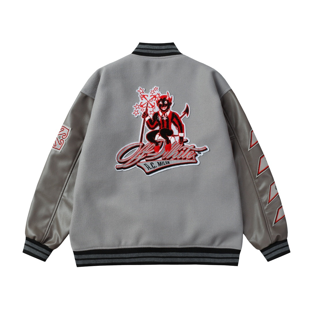 Men's Embroidered Bomber Jacket Soccer Fashion Hip Hop