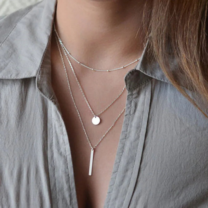 925 Sterling Silver Necklace with Shiny Long Pendant
