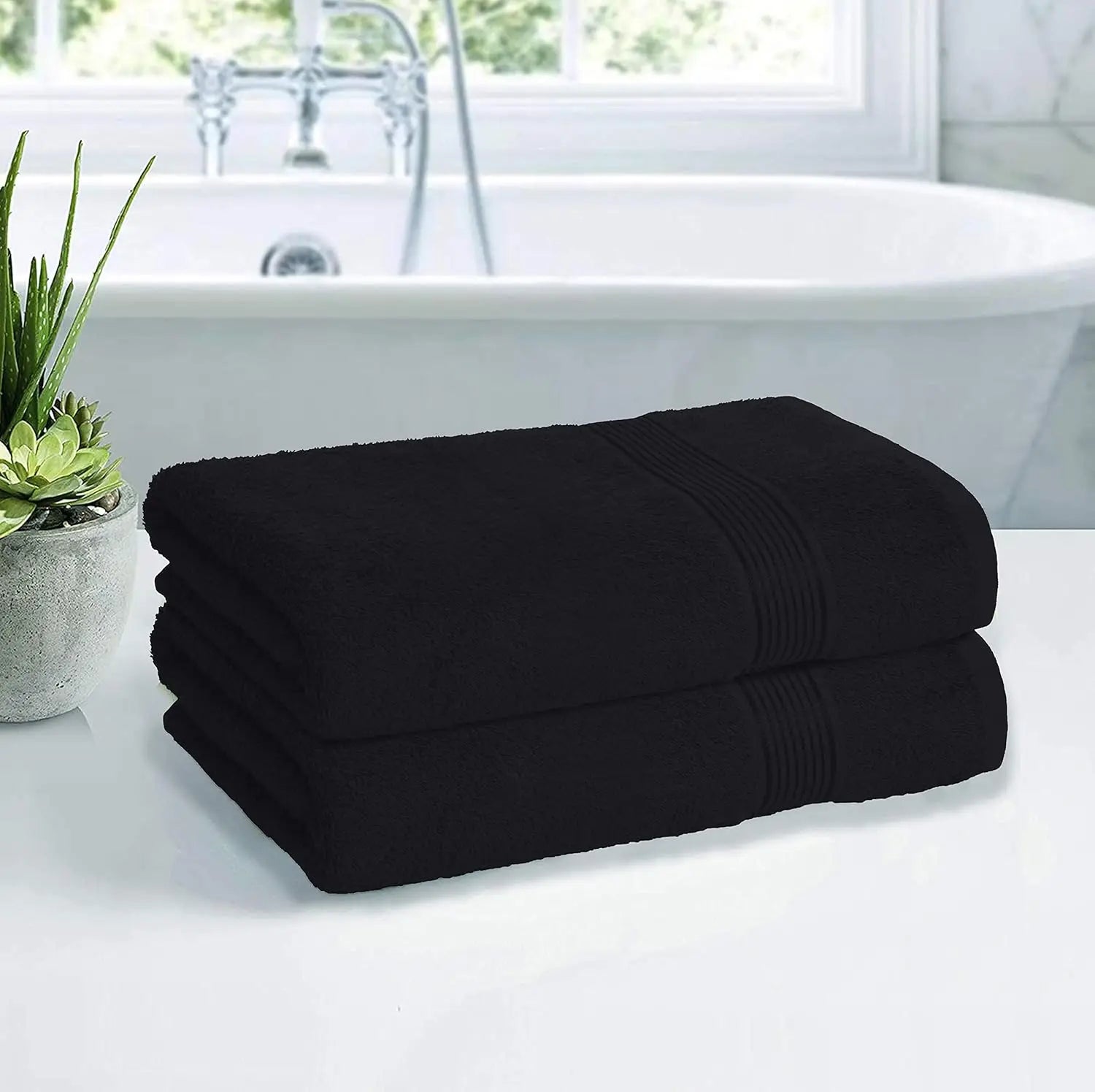 Soft Cotton Bath Towel - Black