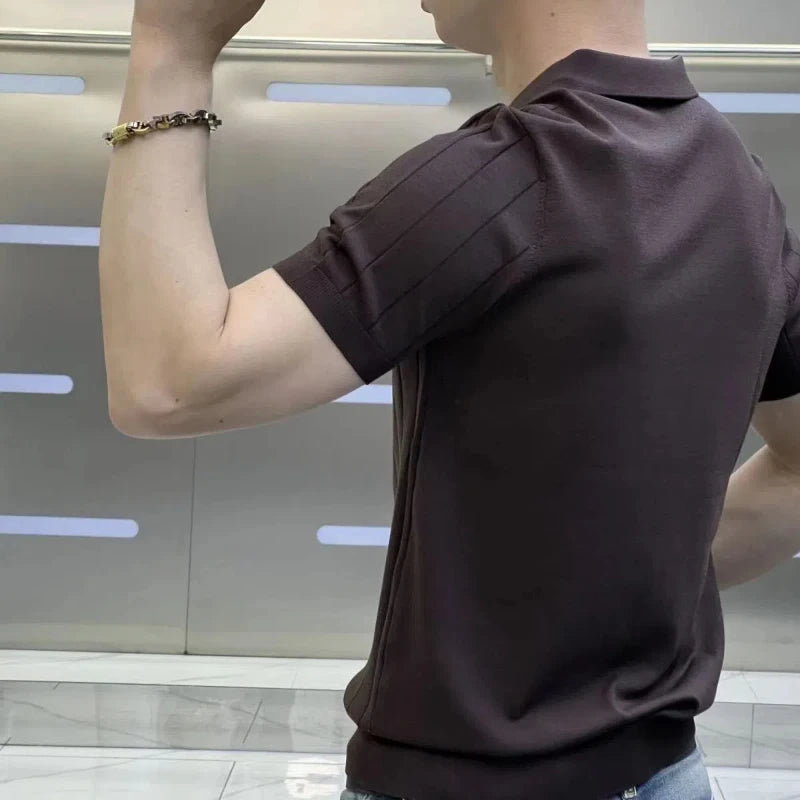 Men's Slim Fit Short Sleeve Polo Shirt with Polo Collar