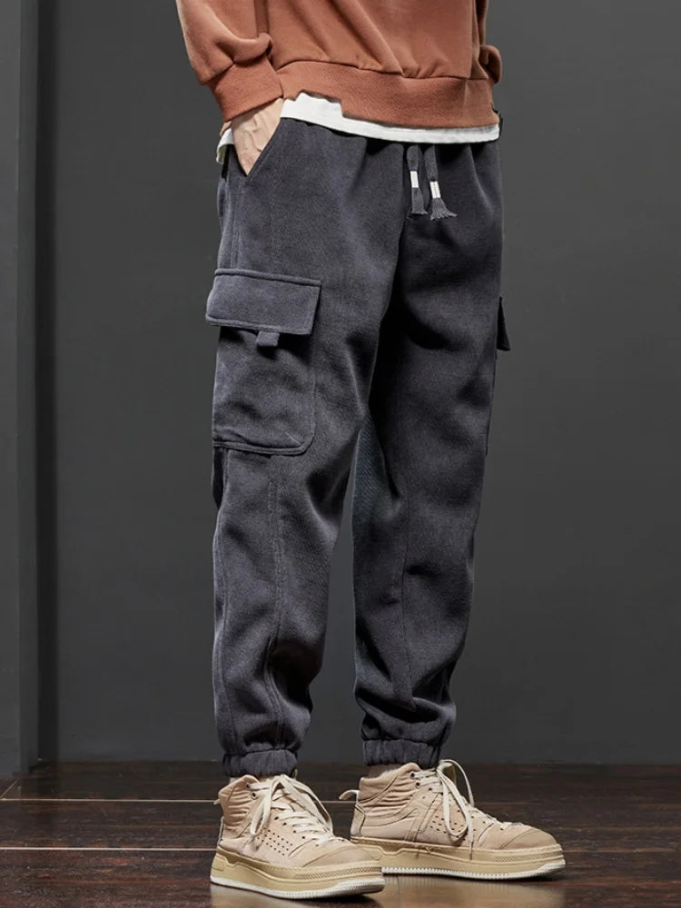 Men's Jogger Pants with Side Pockets and Elastic Waist