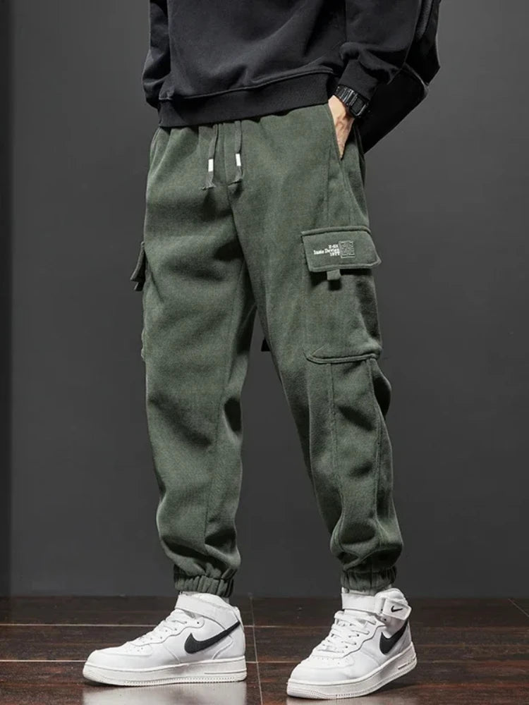 Men's Jogger Pants with Side Pockets and Elastic Waist