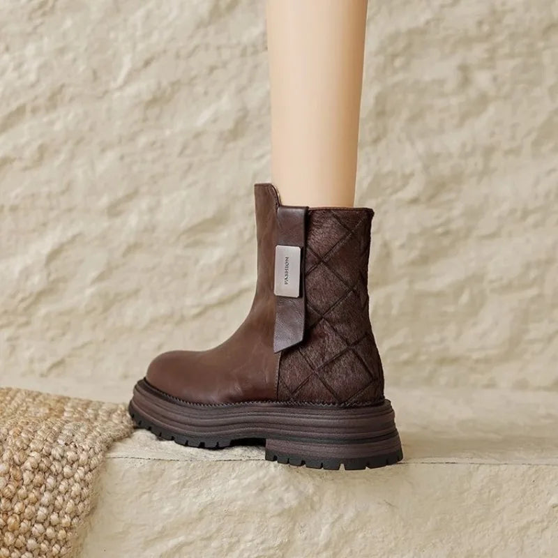 Women's Leather Ankle Boots with Inner Lining