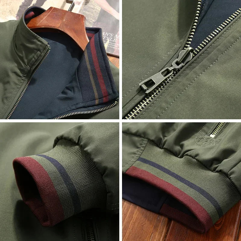 Men's Reversible Windbreaker Jacket with Stand Collar