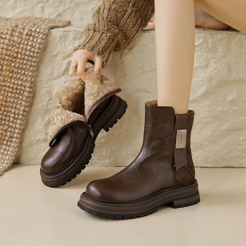 Women's Leather Ankle Boots with Inner Lining