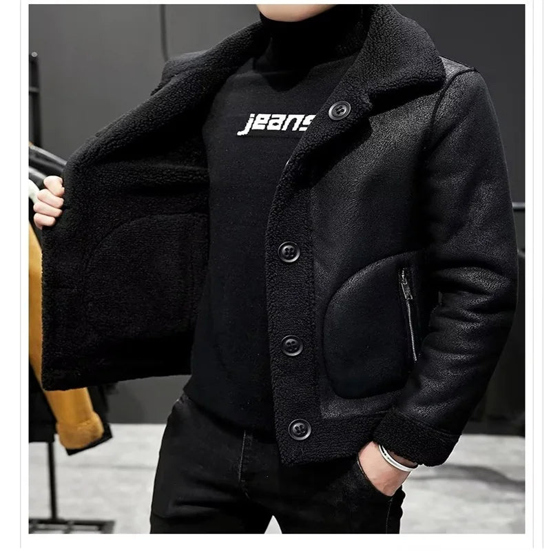 Men's Double-Sided Suede Coat for Autumn and Winter