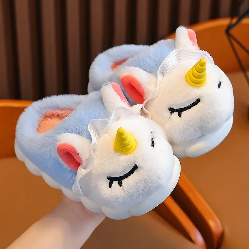 Unicorn Plush Slippers for Kids – Soft Warm & Anti-Slip