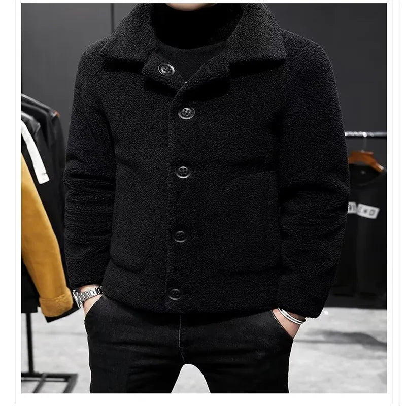trendy outerwear, travel coat, stylish winter jacket, men's fashion, suede leather coat