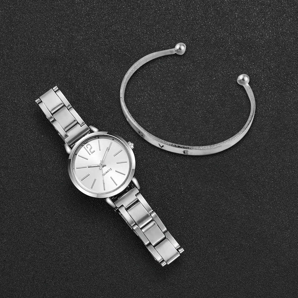 Women's Steel Watch and Bracelet Set