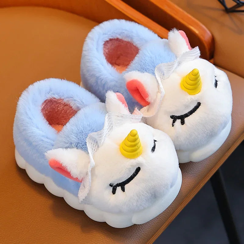 Unicorn Plush Slippers for Kids – Soft Warm & Anti-Slip