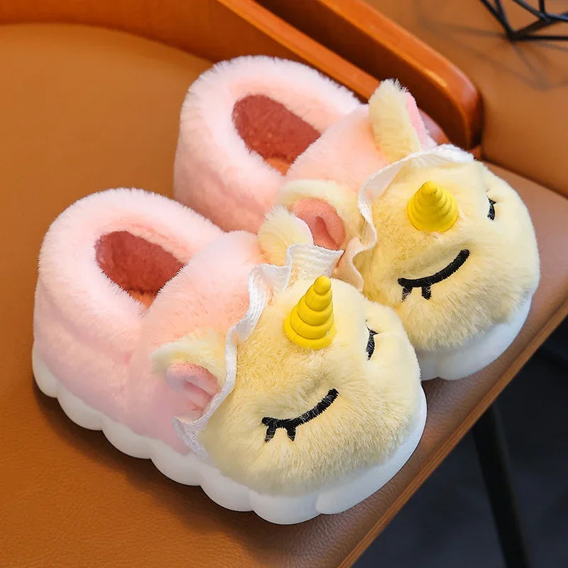 Unicorn Plush Slippers for Kids – Soft Warm & Anti-Slip