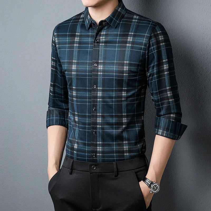 Men's Casual Printed Long Sleeve Shirt