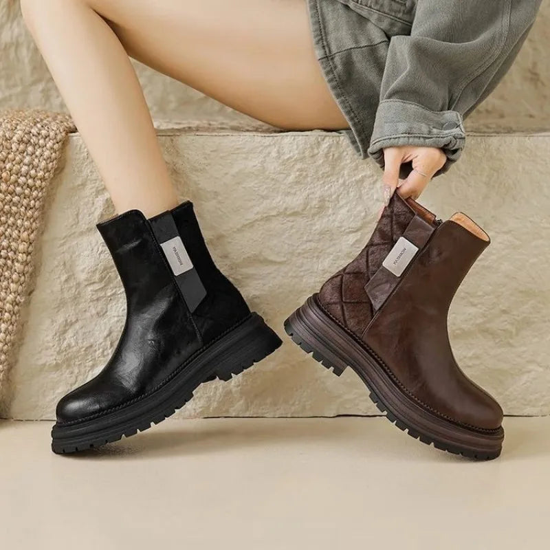 Women's Leather Ankle Boots with Inner Lining