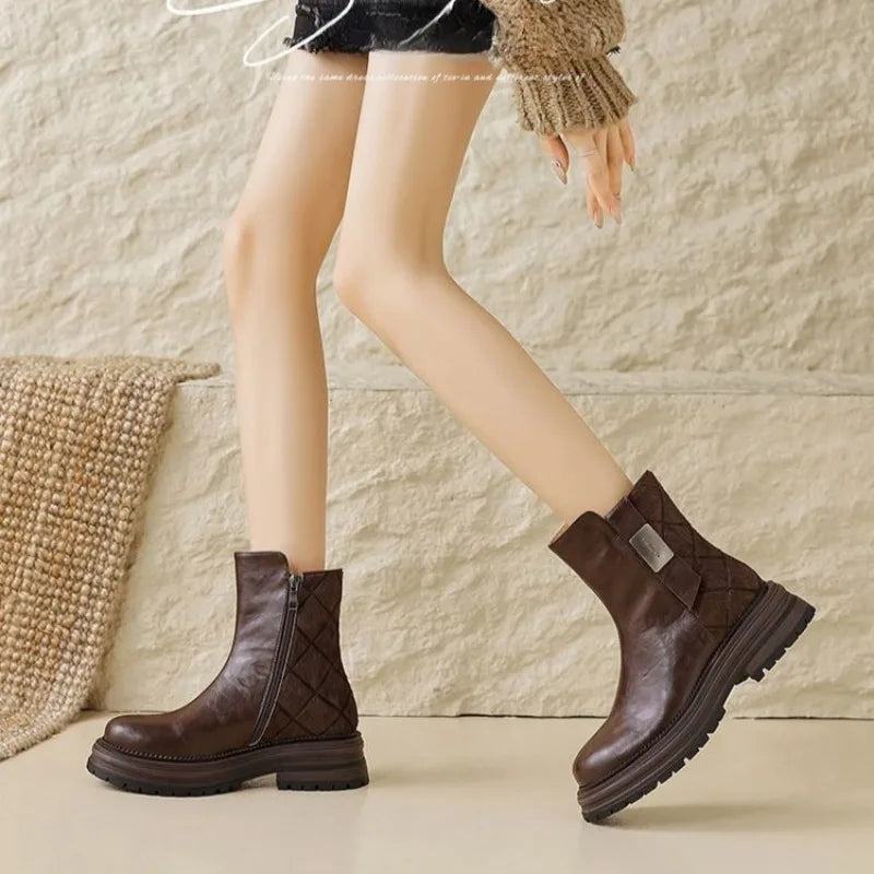 Women's Leather Ankle Boots with Inner Lining