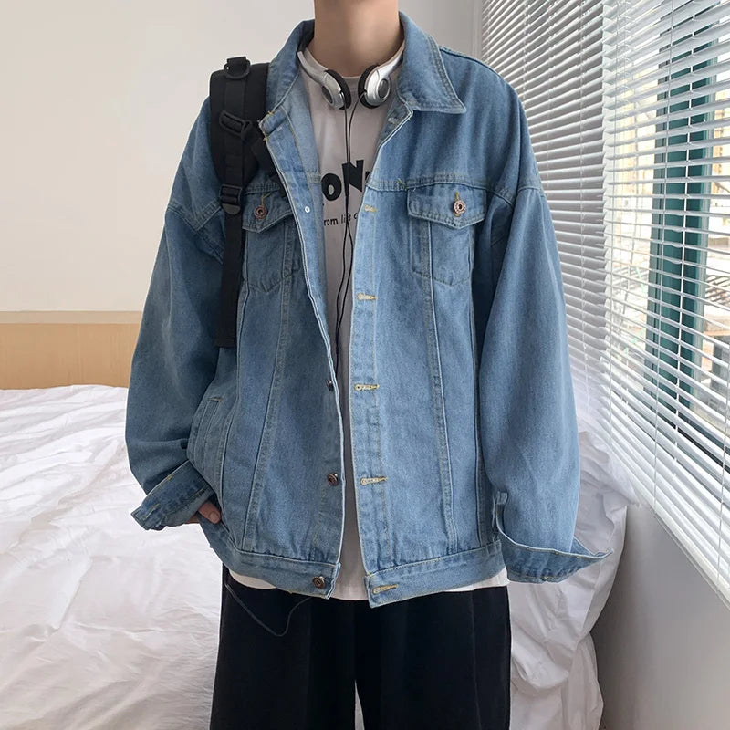 Men's Denim Jacket with Pockets and Buttons