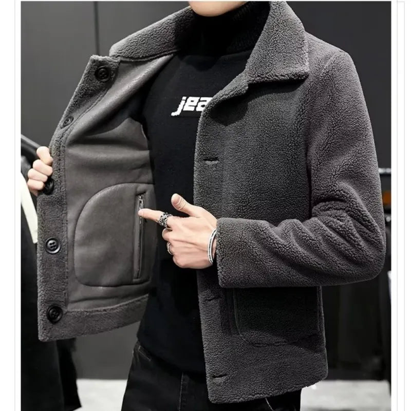 trendy outerwear, travel coat, stylish winter jacket, men's fashion, suede leather coat