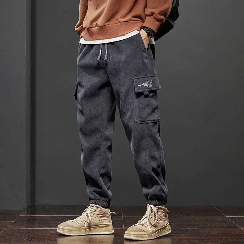 Men's Jogger Pants with Side Pockets and Elastic Waist