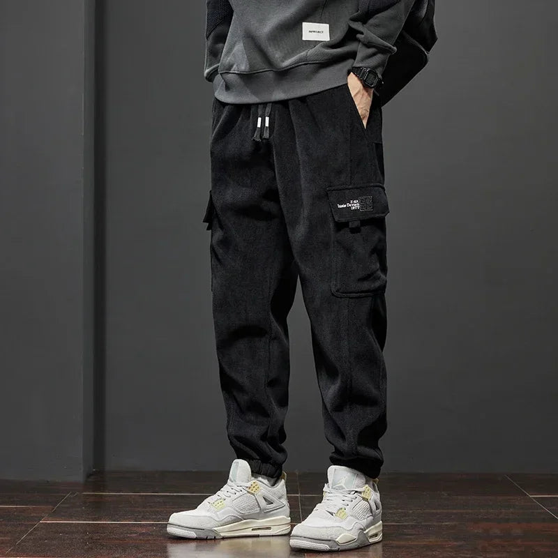 Men's Jogger Pants with Side Pockets and Elastic Waist