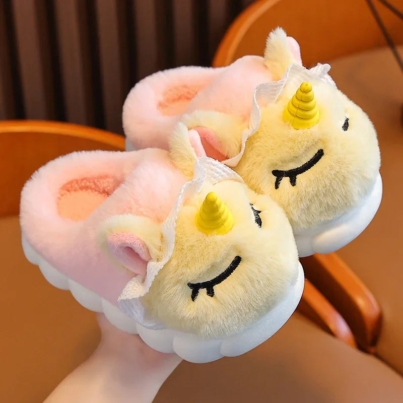 Unicorn Plush Slippers for Kids – Soft Warm & Anti-Slip