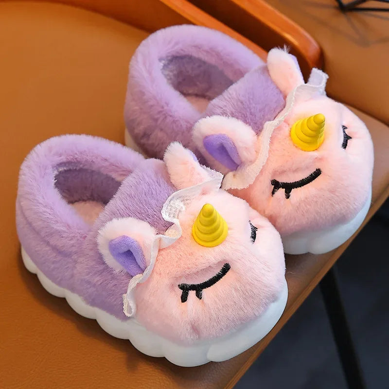 Unicorn Plush Slippers for Kids – Soft Warm & Anti-Slip
