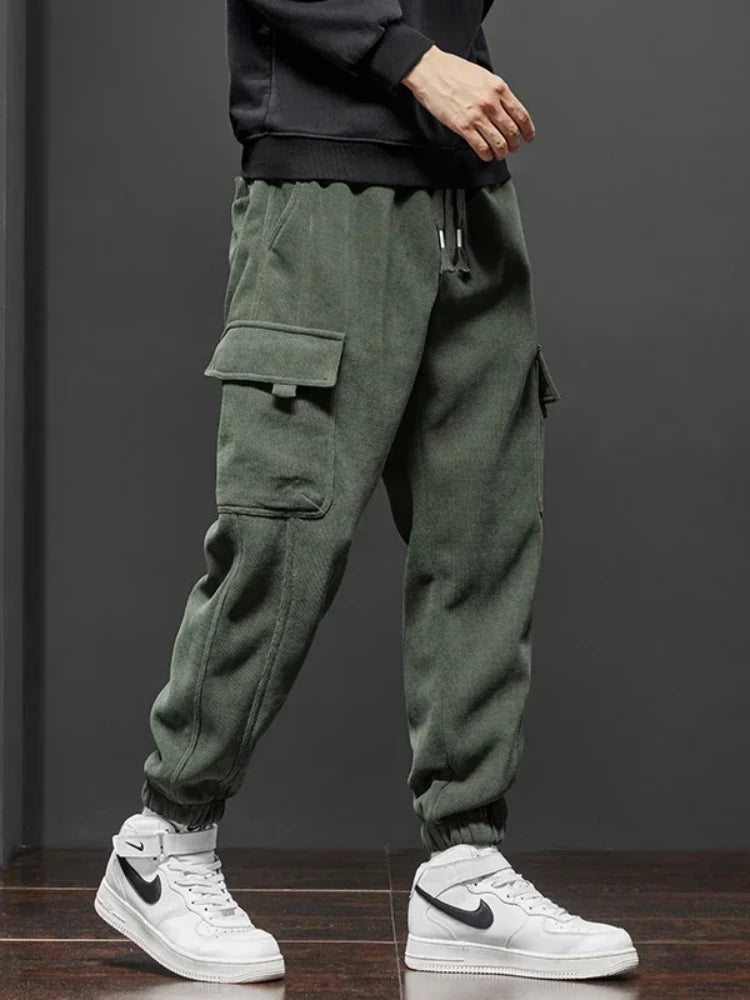 Men's Jogger Pants with Side Pockets and Elastic Waist